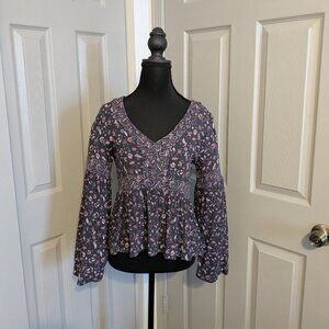 Aeropostale Boho Peasant Style Bell Sleeve Blouse